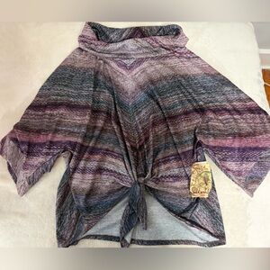 ONE WORLD Purple and Pink Knit Poncho